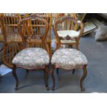 PAIR OF 19th CENTURY CARVED FLORAL DECORATED CROWN BACK DINING CHAIRS