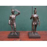 PAIR OF BRONZED METAL FIGURES DEPICTING GREEK/ROMAN SOLDIERS, UNSIGNED (AT FAULT),