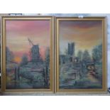 OCTAVIA THOMSON, PAIR OF FRAMED OIL ON BOARDS DEPICTING COUNTRYSIDE SCENES, DATED 1975,