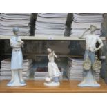 CECILIA LIMITED EDITION GLAZED CERAMIC FIGURE AND TWO OTHER LARGER LLADRO STYLE FIGURES