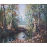 OIL ON CANVAS, SIGNED (INDISTINCT)- THE ROMANTIC GLADE,