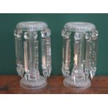 PAIR OF VICTORIAN GLASS LUSTRES WITH DROPLETS,