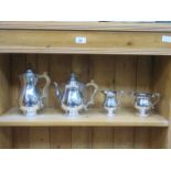 DECORATIVE SILVER PLATED FOUR PIECE TEA/COFFEE SET