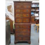 20th CENTURY MAHOGANY GEORGIAN STYLE CHEST OF EIGHT DRAWERS WITH BRUSH AND SLIDE