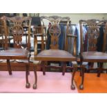 SET OF FIVE CARVED MAHOGANY CHAIRS