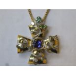 EXTRAVAGANT AND OPULENT 18ct GOLD MALTESE CROSS SET WITH MANY DIAMONDS,