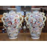PAIR OF ORIENTAL CRACKLE GLAZED POTTERY VASES,