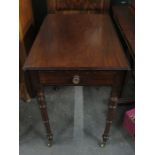 VICTORIAN MAHOGANY DROP LEAF PEMBROKE TABLE FITTED WITH SINGLE DRAWER