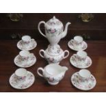 WEDGWOOD HATHAWAY ROSE FIFTEEN PIECE COFFEE SET (AT FAULT)