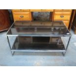 CHROME AND BLACK GLASS COFFEE TABLE