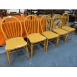 SET OF FIVE ERCOL STYLE CHAIRS,