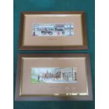 PAIR OF J & J CASH WOVEN PICTURES - DALMIER 1902 AND THE VILLAGE INN.