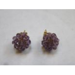 PAIR OF 18ct GOLD AND AMETHYST EARRINGS