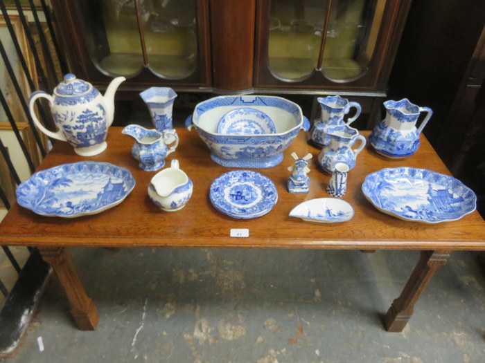 PARCEL OF VARIOUS BLUE AND WHITE CERAMICS INCLUDING PAIR OF CAULDON WAVE EDGED DISHES,