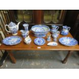 PARCEL OF VARIOUS BLUE AND WHITE CERAMICS INCLUDING PAIR OF CAULDON WAVE EDGED DISHES,