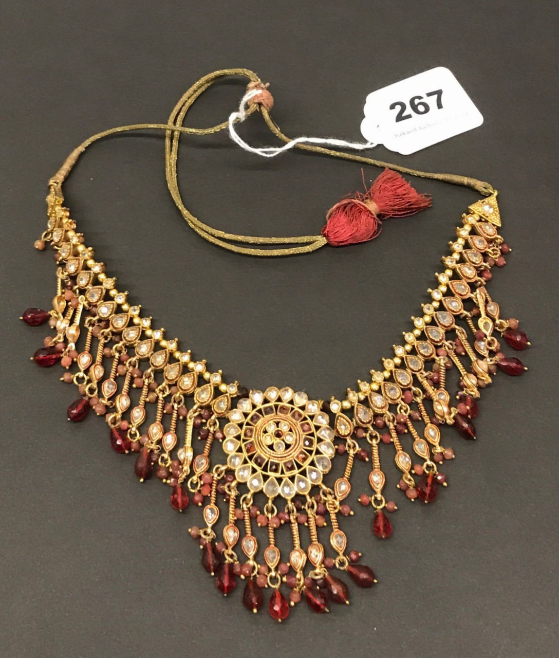 A beautiful Tibetan gilt and cut crystal necklace.