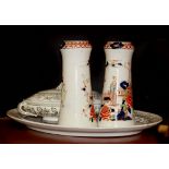 A pair of Hancock & Sons vases, meat plate and tureen.