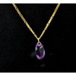 A 9ct yellow gold amethyst set pendant and chain.