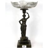 A classical bronze and cut crystal comport, H. 42cm.