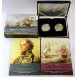 A 2005 United Kingdom silver Nelson Trafalgar commemorative silver proof crown set and two further