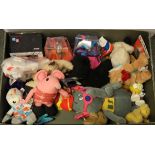 A box of mixed collectible soft toys.