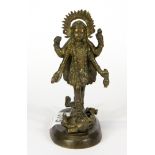 A small 19th/early 20thC Himalayan bronze figure of a four armed deity, H. 14cm. Prov. Anderson-