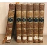 Six leather bound volumes of Anciens poetes Francais, published 1824.