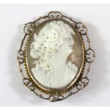 A 9ct yellow gold cameo brooch, H. 4.5cm.