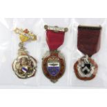 A group of three enamelled hallmarked silver masonic medals.