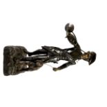 A large cast bronze figure of a huntsmen with his hound, H. 58cm.