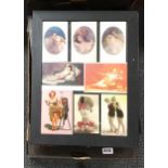 A quantity of framed naked and risque photos.