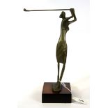 A contemporary Bronzart sculpture of a female golfer on a composition base, H. 28cm.
