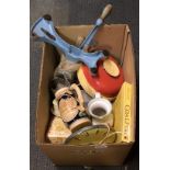 A box of kitchenalia etc.