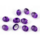 Ten oval cut amethysts, approx. 3.28ct, 5 x 4cm.