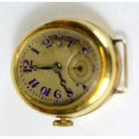 An 18ct yellow gold watch, with an engraved inscription at the back, c. 1944.