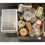 A box of mixed china and glass etc.