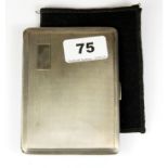A hallmarked silver cigarette case with engine turned decoration, 11.5 x 8.5cm.