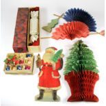 A group of vintage Christmas decorations.