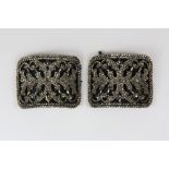 A pair of French cut steel shoe buckles, 5.5 x 4.5cm.