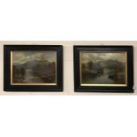 A pair of 19th Century framed and glazed oil on board of highlands scenes signed A. Wright, framed