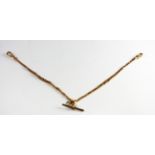 A 9ct yellow gold Albert chain and T bar, approx. 16.4gr.