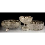 Three heavy cut crystal bowls, largest Dia. 30cm.