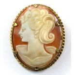 A rolled gold cameo brooch, 4 x 3cm.
