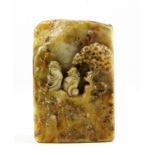 A mid 20th Century Chinese carved soapstone seal, H. 6.8cm.