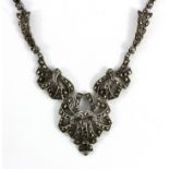 A sterling silver and marcasite necklace.