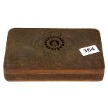 A 1942 carved Indian Royal Air Force cigarette box, 21 x 12 x 5cm.