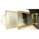 A freestanding brass dressing mirror H. 137cm.