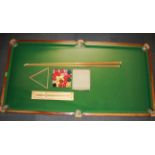 A table top snooker table, L. 185cms with cues balls and scorer.