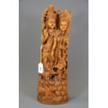 A very finely carved Indian sandalwood figure, H. 44cm. (no longer fragrant due to oil treatment