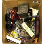 A box of mixed costume jewellery etc.